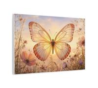 Refined Minimal Butterfly Backlit Translucent Wings Canvas Wall Art Print - Ethereal Bedroom, Feature 24×16 inch (60×40 cm) - Horizontal / 1.25 inch (3 cm)