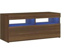 Refined Mobile Porta TV con Luci LED Rovere Marrone 90x35x40 cm