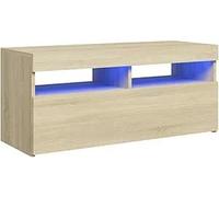 Refined Mobile Porta TV con Luci LED Rovere Sonoma 90x35x40 cm