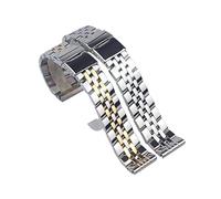 REFKIT 18mm 20mm 22mm 24 mm Cinturino in Acciaio Inossidabile for Cinturino Orologio Breitling Bracciale Uomo Pulsante Chiusura Nascosta Logo su (Color : Silver, Size : 20mm)