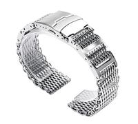 REFKIT 20mm 22mm 24mm maglia argento cinturino in acciaio inossidabile cinturino di ricambio uomo chiusura pieghevole con cinturino di sicurezza (Size : 20mm)