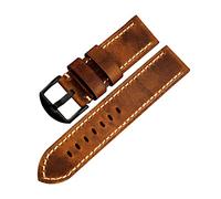 REFKIT Bracciale in pelle da 24 mm for uomo compatibile con PAM111 for orologio in bronzo 441 (Color : B Brack buckle, Size : 22mm)