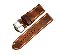 REFKIT Bracciale in pelle da 24 mm for uomo compatibile con PAM111 for orologio in bronzo 441 (Color : B silver buckle, Size : 24mm)