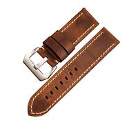 REFKIT Bracciale in pelle da 24 mm for uomo compatibile con PAM111 for orologio in bronzo 441 (Color : A silver buckle, Size : 21MM)