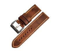 REFKIT Bracciale in pelle da 24 mm for uomo compatibile con PAM111 for orologio in bronzo 441 (Color : Engraved clasp, Size : 26mm)