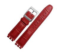 REFKIT Cinturino da Polso in Vera Pelle da 17 mm for Cinturino Orologio Swatch Accessori Cinturino Cinturino Uomo Donna(Red)