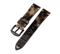 REFKIT Cinturino in pelle di vacchetta 18 20 22MM Bracciale da uomo retrò grigio adatto for catena cinturino orologio antico (Color : Brack Buckle, Size : 22mm)