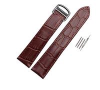 REFKIT Cinturino in vera pelle marrone nero con fibbia pieghevole for cinturini da serbatoio 18 20 22 23 24 25mm (Color : Brown silver, Size : 20mm)