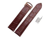 REFKIT Cinturino in vera pelle marrone nero con fibbia pieghevole for cinturini da serbatoio 18 20 22 23 24 25mm (Color : Brown rose gold, Size : 25mm)