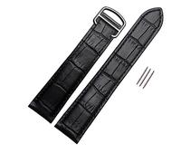 REFKIT Cinturino in vera pelle marrone nero con fibbia pieghevole for cinturini da serbatoio 18 20 22 23 24 25mm (Color : Black silver, Size : 20mm)
