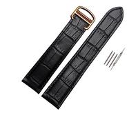 REFKIT Cinturino in vera pelle marrone nero con fibbia pieghevole for cinturini da serbatoio 18 20 22 23 24 25mm (Color : Black gold, Size : 24mm)
