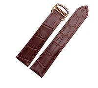 REFKIT Cinturino in vera pelle marrone nero con fibbia pieghevole for cinturini da serbatoio 18 20 22 23 24 25mm (Color : Brown gold, Size : 25mm)