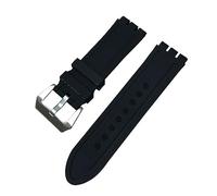 REFKIT for Swatch for YOS440 for YOS413 for YOS424 Cinturino in Silicone Mens Cinturino in Gomma Nera Cinturino da Polso Bracciale 23m Accessori for Orologi (Color : Black Silver Buckle, Size : 23mm)