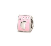 Reflection Beads Argento Sterling 3-Sided Smalto Rosa Baby Orme Trilogy Perlina