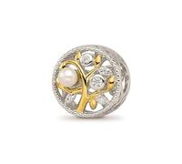 Reflection Beads Argento Sterling Acque Dolci Culture Perla e Zirconi Foglie