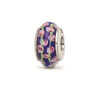 Reflection Beads Argento Sterling Antico Finitura Rosa e Blu Floreale Vetro Bead