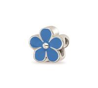 Reflection Beads Argento Sterling Blu Smaltato Disegno Floreale 2-Sided Fiore