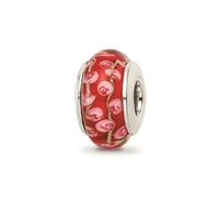 Reflection Beads Argento Sterling Mano Soffiato Rosa E Rosso Floreale Vetro Bead