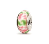 Reflection Beads Argento Sterling Mano Soffiato Rosa & Verde Vortice Vetro Bead