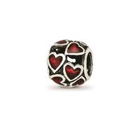 Reflection Beads Argento Sterling Rosso Smaltato Filigrana Cuori Perlina