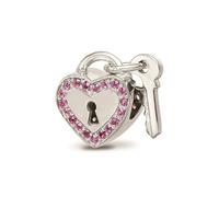 Reflection Beads In Argento Sterling Con Cuore In CZ Rosa E Bead A Lucchetto