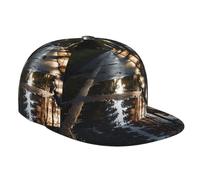 Reflection of Trees, berretto da baseball sportivo da viaggio | Cappello regolabile a tesa piatta | Cappello da sole unisex nero