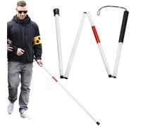 Reflective Guide Stick, Folding Blind Cane, Red Walking Aid, Ultra Light Build, Aluminum Alloy Shaft, Sturdy Material, Slip Resistant Grip, Easy to Carry, Men, Women, Daily Use
