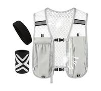 Reflective Running Vest, Hydration Sports Gear, Safety Utility with Sturdy Layer, Outdoor Pack with Refined Texture, 15.75in Fitness Category, Vest with Headband Wristband for Trail Cycling Hiking