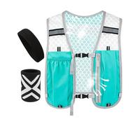 Reflective Running Vest, Hydration Sports Gear, Safety Utility with Sturdy Layer, Outdoor Pack with Refined Texture, 15.75in Fitness Category, Vest with Headband Wristband for Trail Cycling Hiking