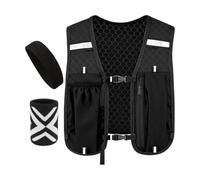 Reflective Running Vest, Hydration Sports Gear, Safety Utility with Sturdy Layer, Outdoor Pack with Refined Texture, 15.75in Fitness Category, Vest with Headband Wristband for Trail Cycling Hiking