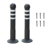 Reflective Traffic Delineator for Driveway, 2pc Parking Bollards with Expansion Bolts - Ideal for Home Garage, Street Decor & Traffic Sensitive Areas(Light Coffee)