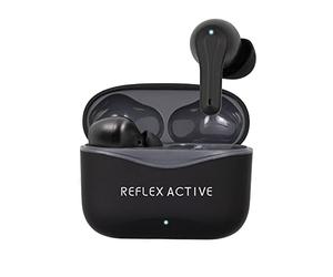 Reflex Active Cuffie inear PRO TWS con BT5.2 con cancellazione attiva del rumore e funzione di trasparenza Safe Space. Finitura in gomma nera con logo sulla custodia