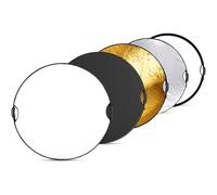 REFLEX CAMERA Kit riflettore fotografico 5 in 1, rotondo, 80 cm, traslucido, argento, oro, bianco, nero, riflettore pieghevole a doppia maniglia con custodia per il trasporto (80 cm/31)
