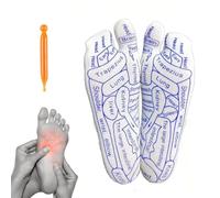 Reflex - Set di per massaggio riflessologico in cotone con grafico e - Guida alla mappatura del piede per digitopressione - Calzino unisex per terapia di massaggio plantare per uo
