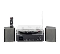 Reflexion HIF2082DAB - Giradischi retrò con altoparlante e Bluetooth, impianto musicale con DAB+, CD, FM, registrazione USB MP3, display a colori, sveglia e timer sleep, set completo con telecomando