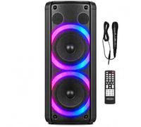 REFLEXION PS09BT - Altoparlante mobile Bluetooth per feste, DJ, karaoke, 500 Watt, radio UKW-PLL, effetto LED discoteca con cambiamento di colore, con microfono, batteria integrata, nero