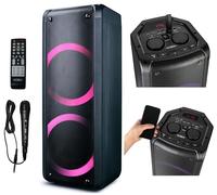 Reflexion PS09BT - Altoparlante portatile Buetooth, DJ, Karaoke, 500 Watt, radio FM, effetto discoteca LED con cambio colore, incl. microfono, batteria integrata, colore: Nero