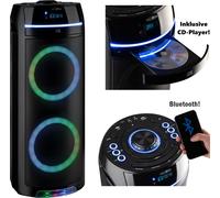 REFLEXION PS10BTCD Altoparlante mobile Bluetooth per feste, illuminazione LED da discoteca, con lettore CD integrato, connessioni versatili, batteria ricaricabile per 10 ore