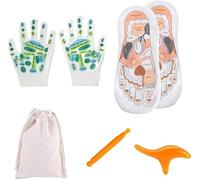Reflexology Socks Gloves set, Acupressure Reflexology Chart Socks Gloves set with Massage Tool for Tired Relieve,for Men and Women (skin socks&gloves set, women（35-39）)