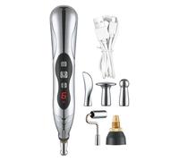 Reflexology Tool, Meridian Massage Pen, Trigger Point Stimulator, Adjustable Intensity Levels, Rechargeable Design, Ideal for Muscle Relief at Home or Travel, 7.2x0.98 In, Silver