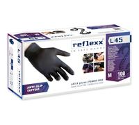 REFLEXX L45 Guanti lattice NERO SP per TATUATORI - TG M - pacco da 100 1DX4
