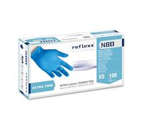 REFLEXX N80B/XS - Guanti nitrile senza polvere, taglia 3,2 (M), taglia XS