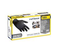 Reflexx N81, guanti in nitrile neri, senza polvere, gr. 3,0 (M)