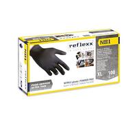 Reflexx N81/XL, guanti in nitrile neri, senza polvere, gr. 3,2 (M)