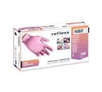 Reflexx N82, guanti in nitrile rosa, senza polvere, gr. 3,2 (L)