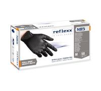 Reflexx N85 Full Grip Guanti in Nitrile Senza Polvere Tg. M Nero Conf. da 50pz