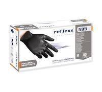Reflexx N85B/M Guanti in Nitrile Senza Polvere, Neri, Full Grip - gr. 8,4 (M) Ultra resistenti