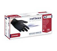 Reflexx R67, Guanti in Nitrile Neri senza Polvere Gr. 5.5, 100 Pezzi, Nero
