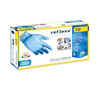 Reflexx R72, Guanti in Nitrile senza Polvere Gr. 3.9, Speciali per Alimenti, 100 Pezzi, Azzurro