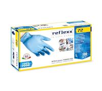 Reflexx R72, Guanti in Nitrile senza Polvere, Taglia L, Speciali per Alimenti, 100 Pezzi, Azzurro